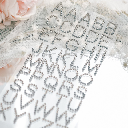 English alphabet transparent diamond stickers