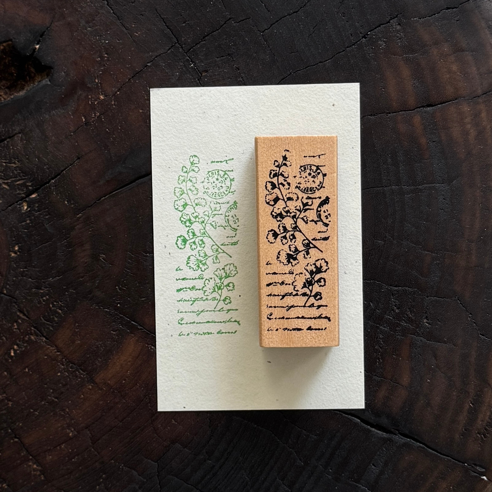 Vintage Nature Sketch Wooden Rubber Stamp | Butterfly Mushroom Dragonfly Botanical