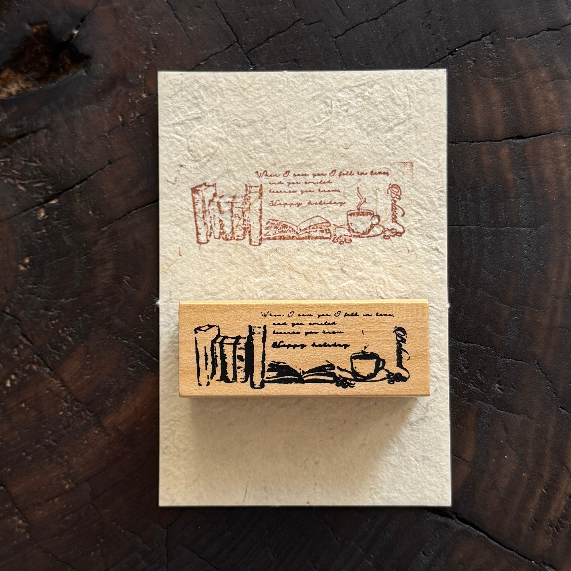 Vintage Nature Sketch Wooden Rubber Stamp | Butterfly Mushroom Dragonfly Botanical
