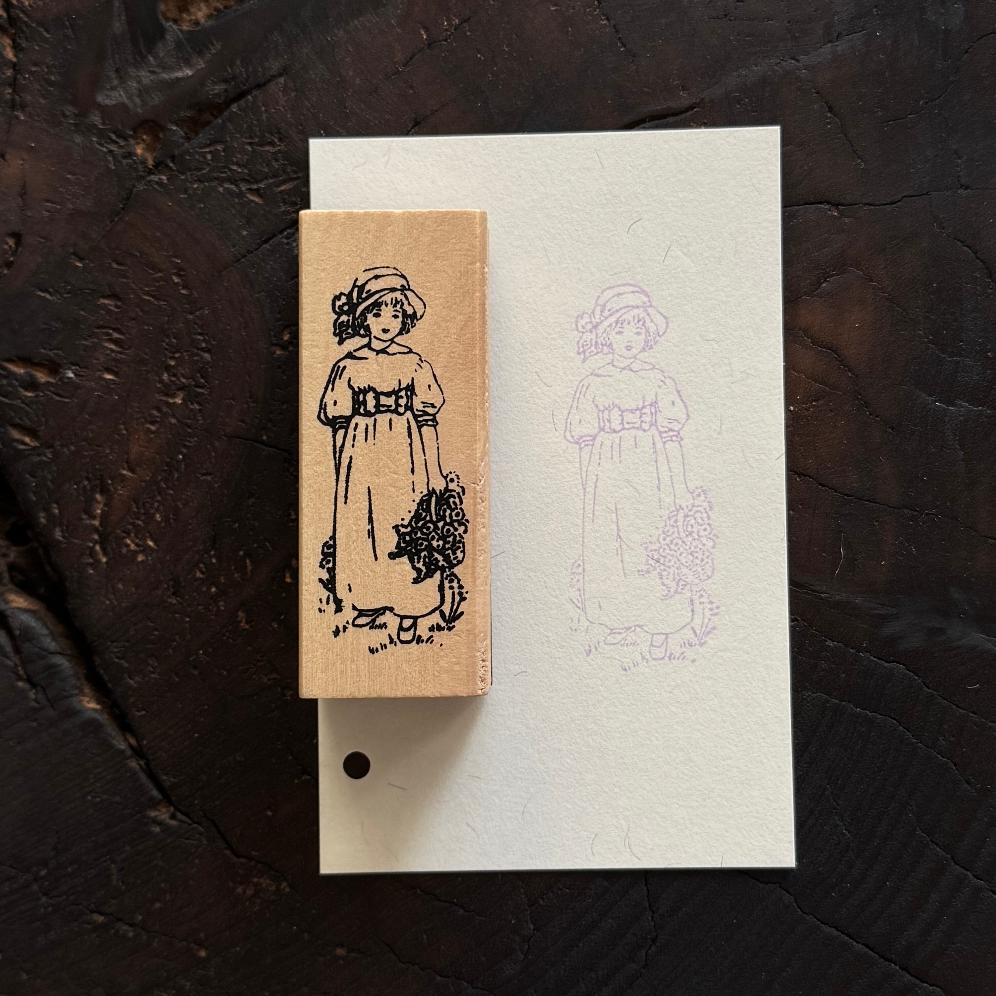 Vintage Nature Sketch Wooden Rubber Stamp | Butterfly Mushroom Dragonfly Botanical