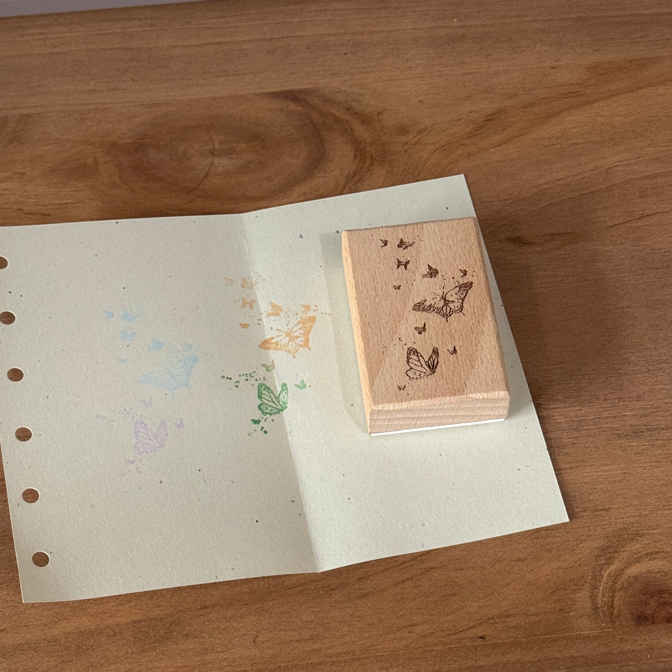 Vintage Nature Sketch Wooden Rubber Stamp | Butterfly Mushroom Dragonfly Botanical