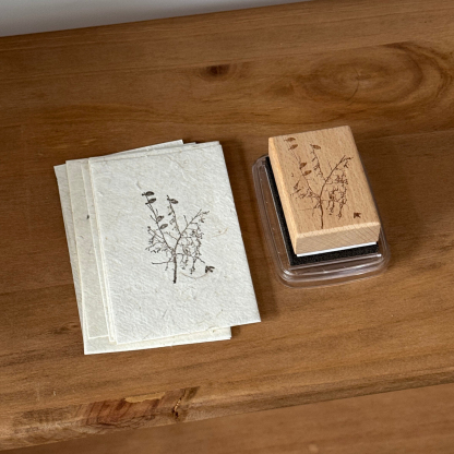 Vintage Nature Sketch Wooden Rubber Stamp | Butterfly Mushroom Dragonfly Botanical