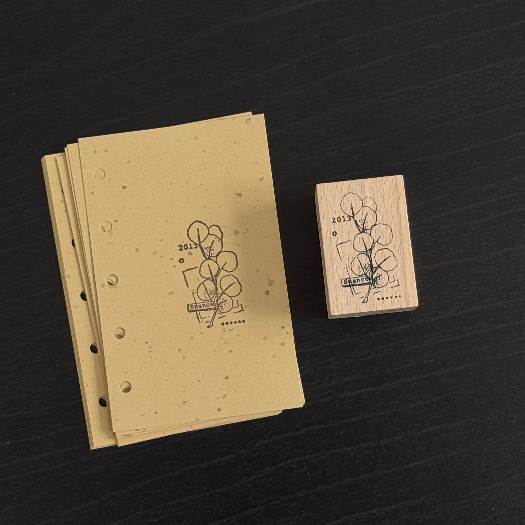 Vintage Nature Sketch Wooden Rubber Stamp | Butterfly Mushroom Dragonfly Botanical