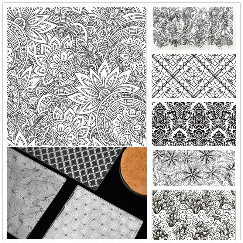 Texture Stamp Sheets Mandala Pattern DIY Embossing Art Clay Pottery Tools