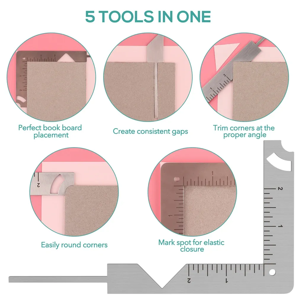 5-in-1 Cover binding ruler, stainless steel corner cutting for scrapbooking tools