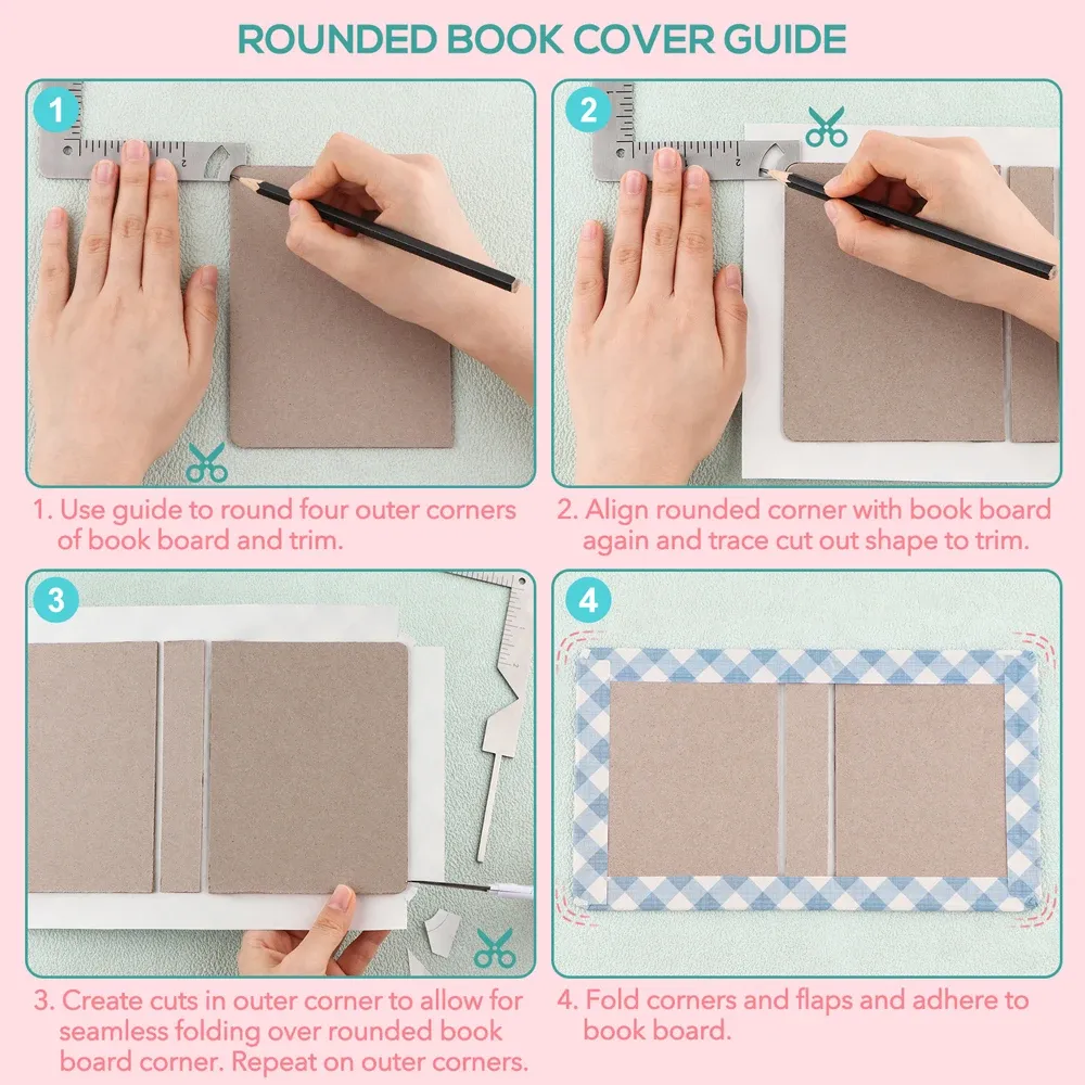 5-in-1 Cover binding ruler, stainless steel corner cutting for scrapbooking tools