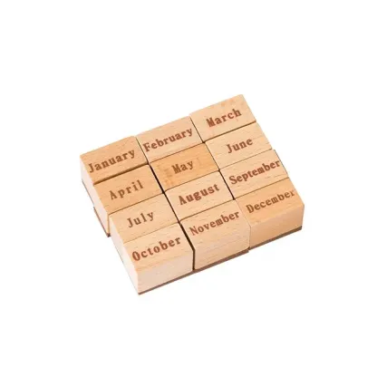 Date week month wooden stamp set