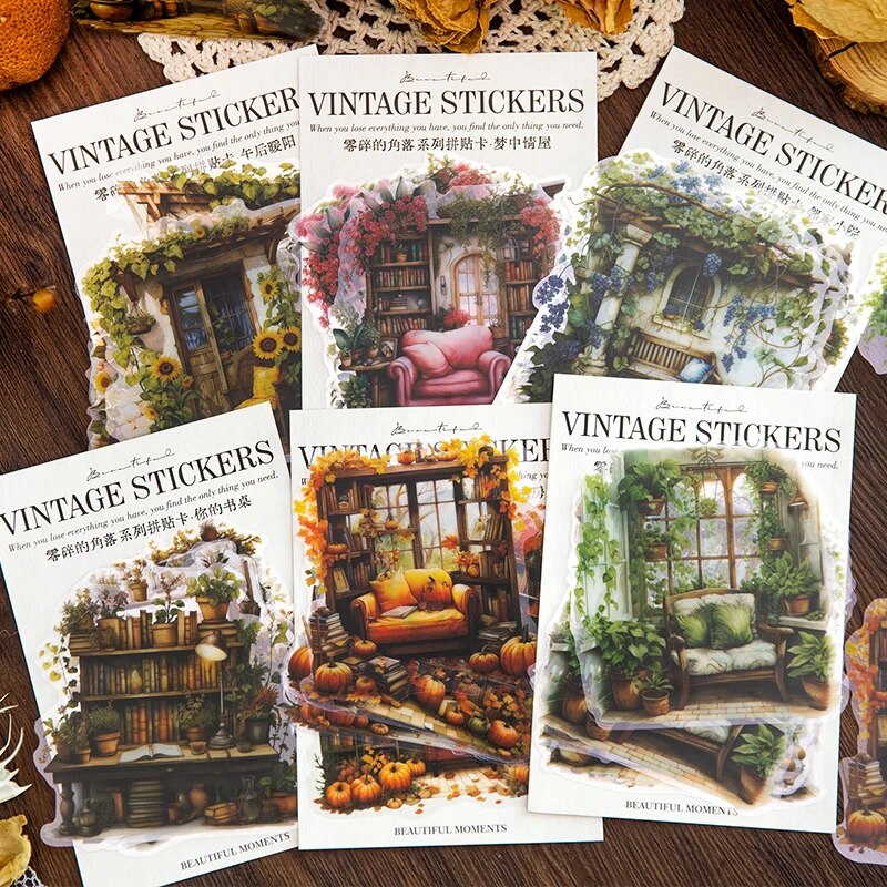 10pcs/lot Creative Vintage Corner Collage Card for Journal Scrapbooking