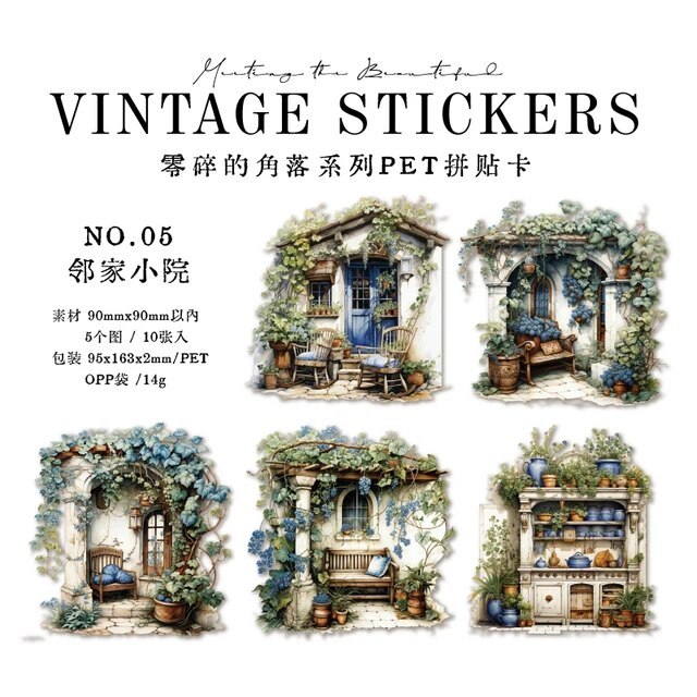 10pcs/lot Creative Vintage Corner Collage Card for Journal Scrapbooking