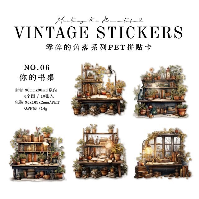 10pcs/lot Creative Vintage Corner Collage Card for Journal Scrapbooking