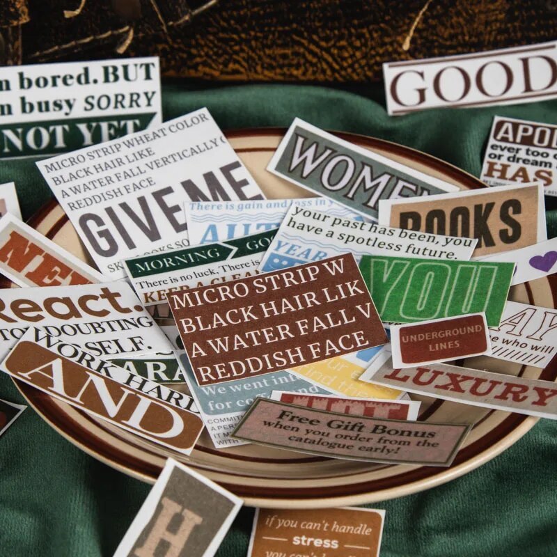 20pcs/lot Decor English Word Newspaper Stickers