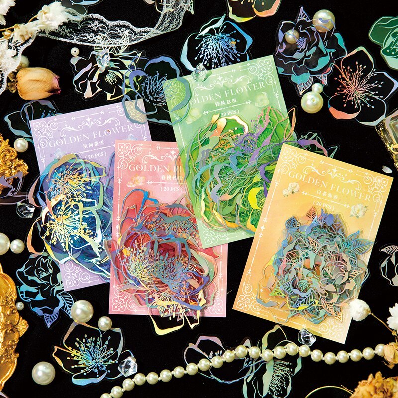 20pcs/lot Flower Sea Plants Stickers-JournalTale