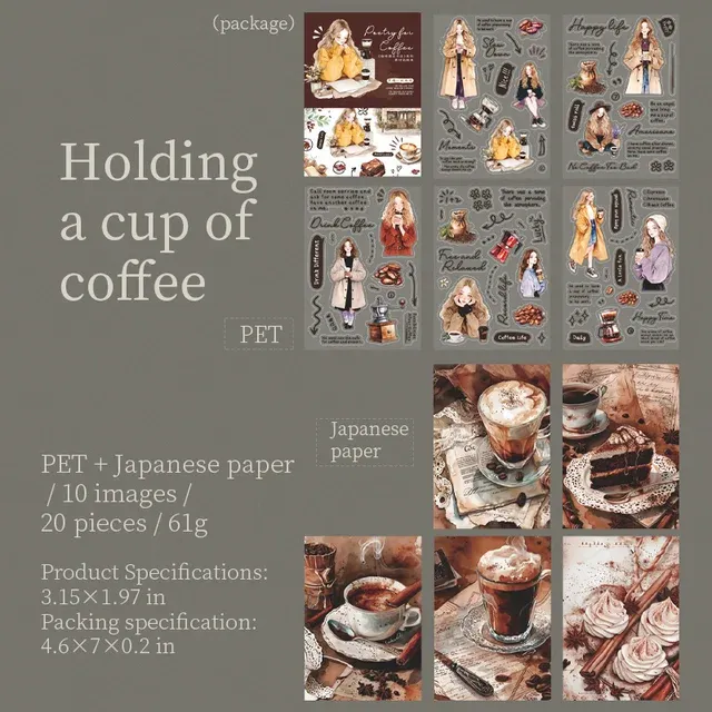 20pcs/lot Cofee Theme Decorative Vintage Stickers