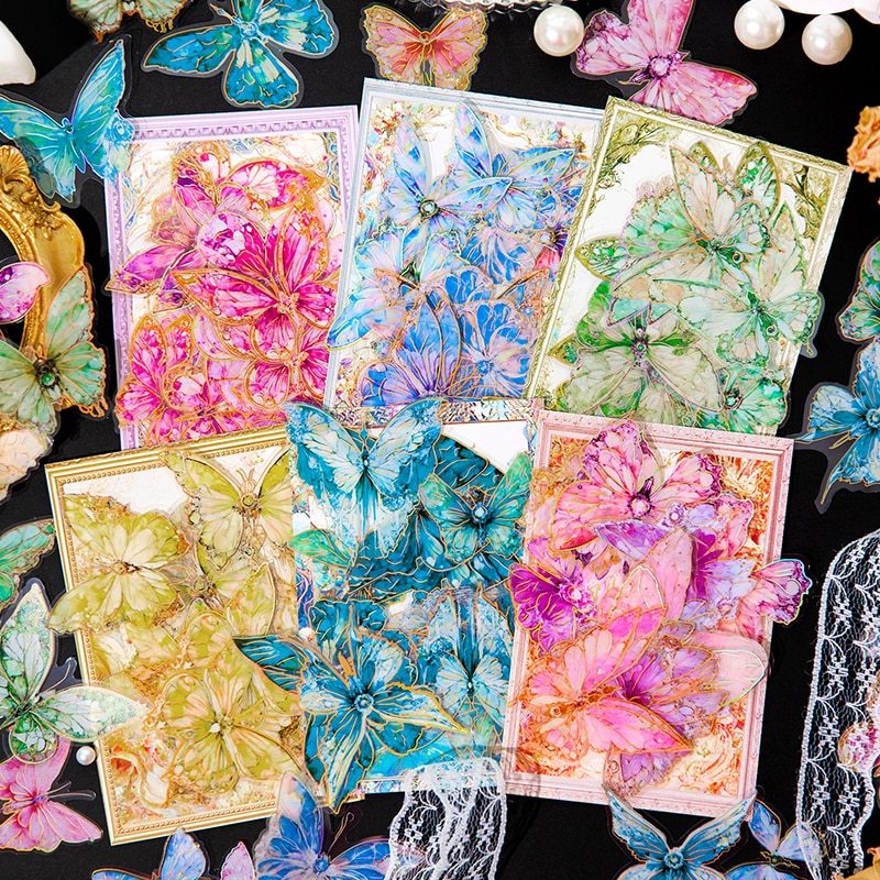 20pcs/lot Vintage Butterflies Aesthetic Flowers PET Stickers-JournalTale