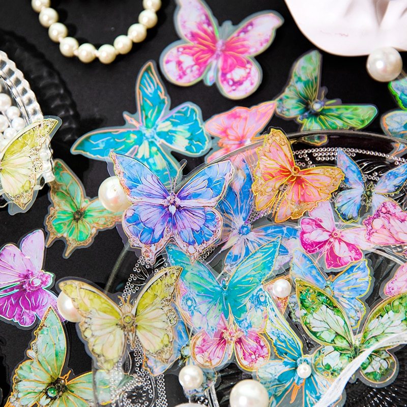 20pcs/lot Vintage Butterflies Aesthetic Flowers PET Stickers-JournalTale