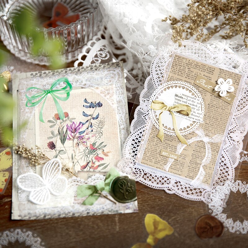 40pcs/pack White Lace Frame Decorative Material Papers-JournalTale