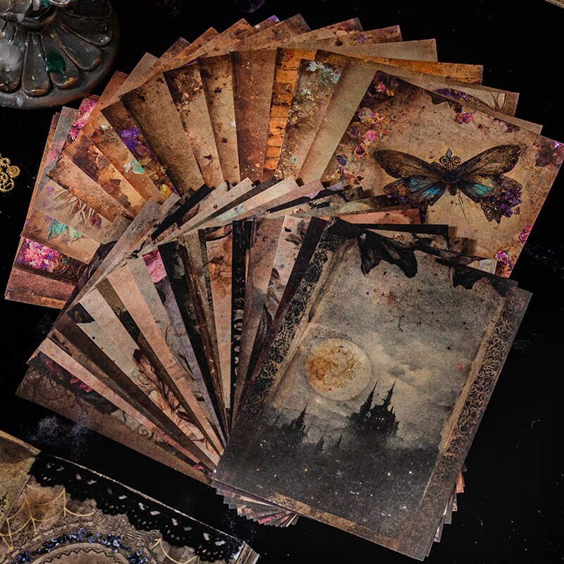 50 sheets Retro Dark Series Collage Junk Journal Material Book-JournalTale