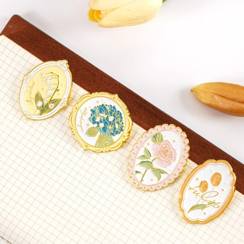 Retro Metal Flower Junk Journal Paper Bookmark Clip  