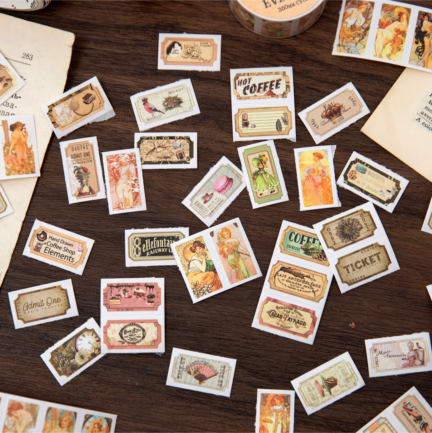 Vintage Label Theme Scrapbook Washi Tape 0.98 inch * 78.74 inch