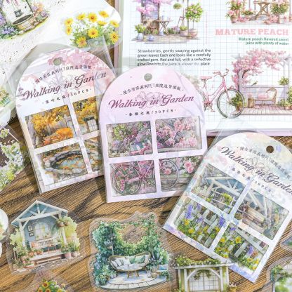 30Pcs/Pack Garden Landscape Theme PET Stickers