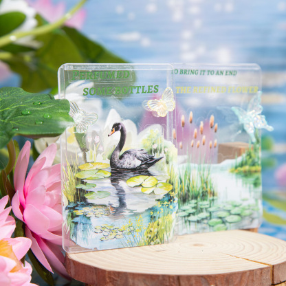 10Pcs/Pack Pre-cut Small Pond Lotus Theme PET Stickers