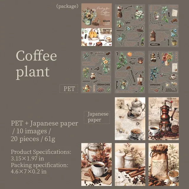 20pcs/lot Cofee Theme Decorative Vintage Stickers