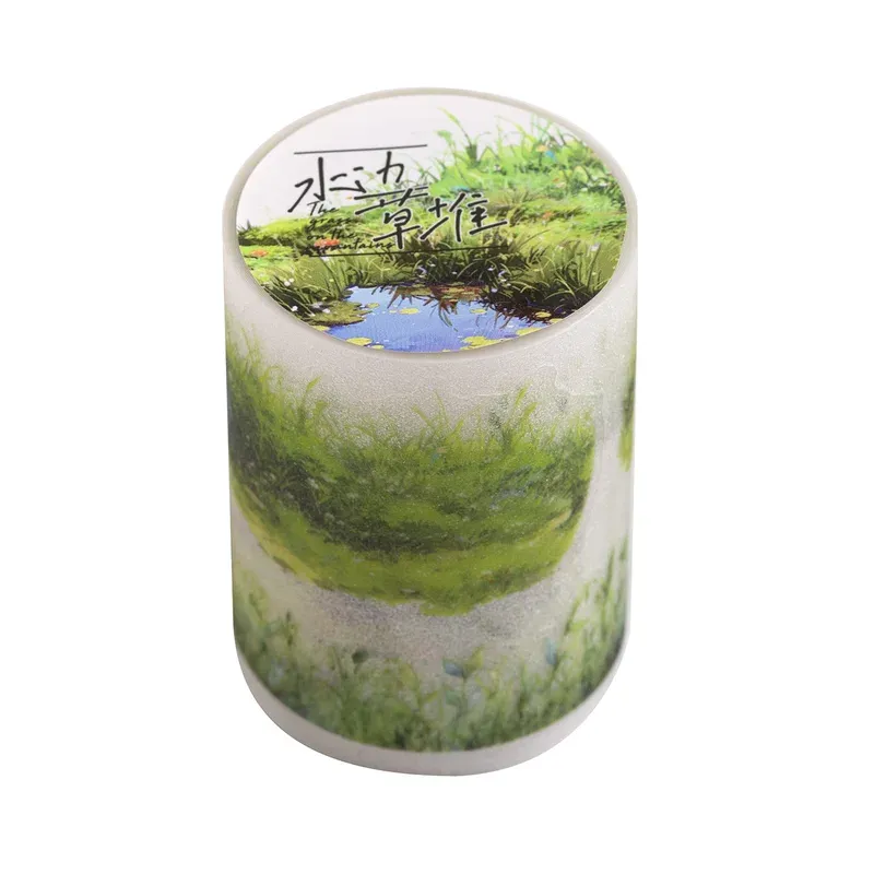 60mm*2M pre-cut green grass themed PET tape
