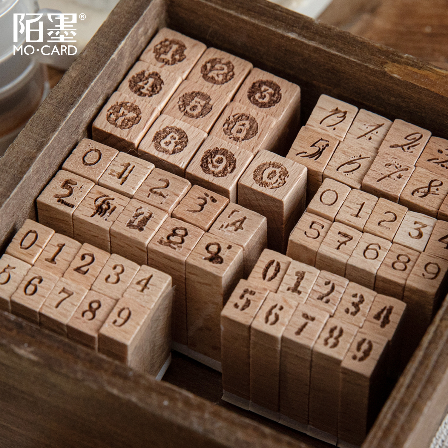 10Pcs/Set Digital Wood Stamp Set