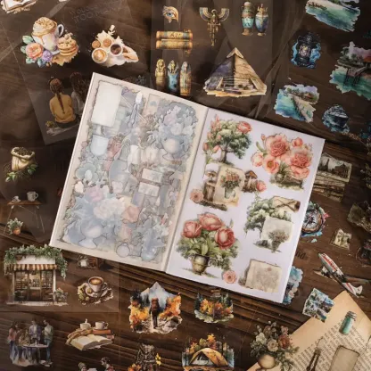 28pcs Vintage Pre-cut PET Stickers