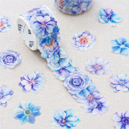100Pcs/Roll Flower Theme PET Tape 1.18*78.74 inch
