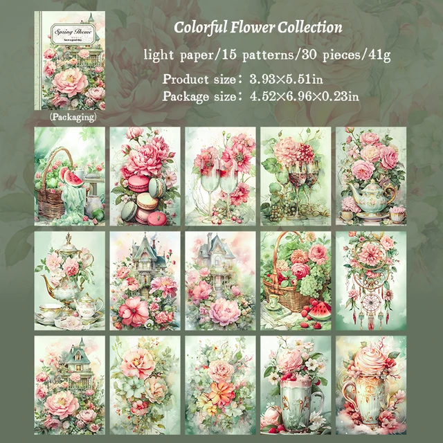 30sheets Four Seasons Flower Theme Material Book-JournalTale
