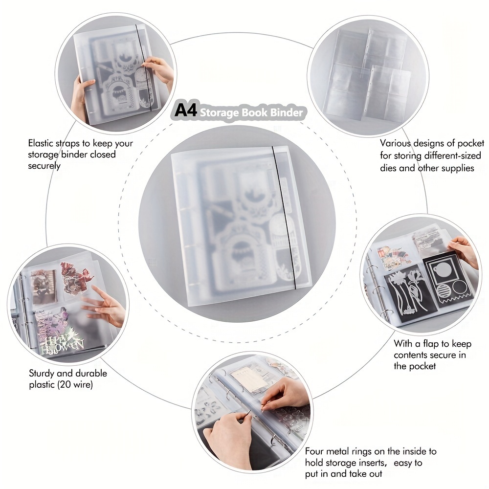 A4 Size Die And Stamp Storage Folder Storage Book Binder Pockets Bags