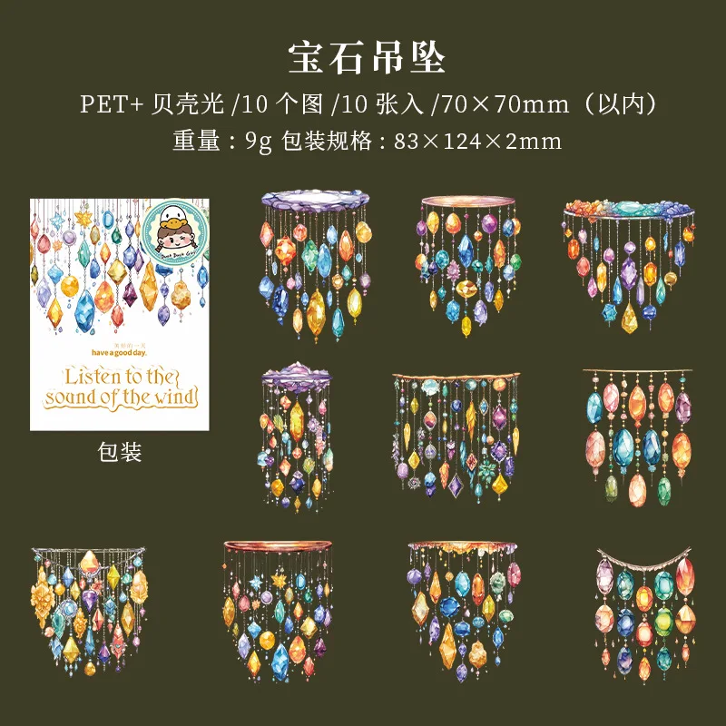 10pcs/1lot Floral crystal themed PET Stickers