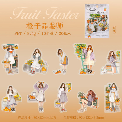 20 Pcs/Pack Fruit Girl Themed PET Stickers