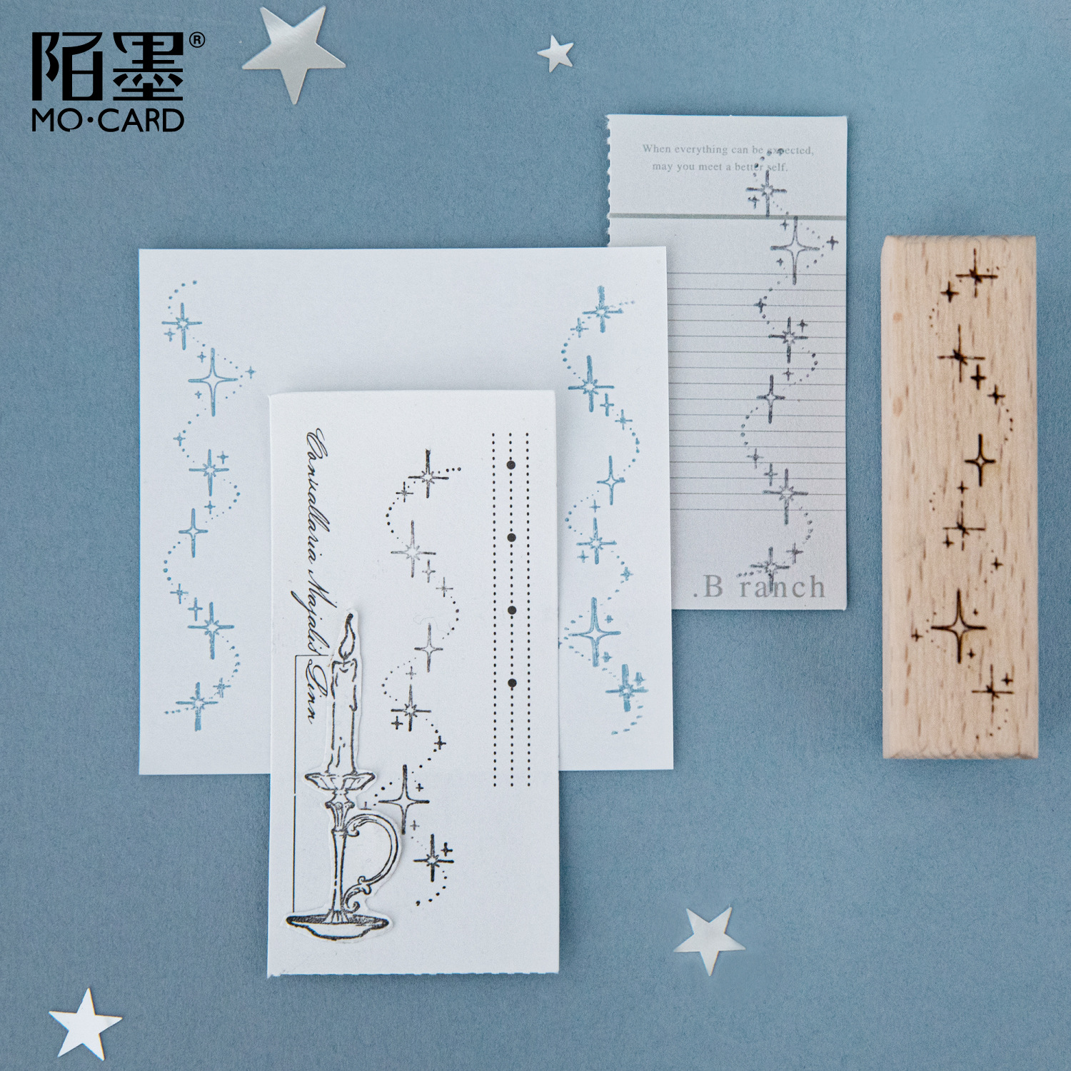 1Pcs Star Moon Element Wood Stamp