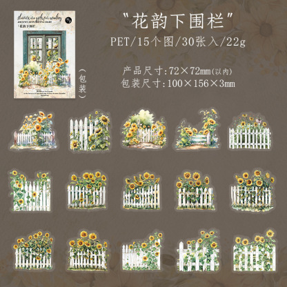 30pcs/Pack Sunflower Girl Pastoral Theme PET Sticker