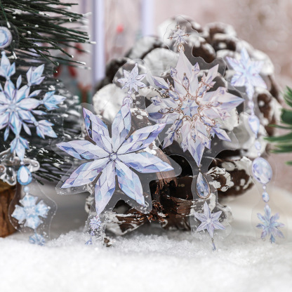 20Pcs/Pack Pre-cut Colorful Crystal Snowflake Shape PET Stickers