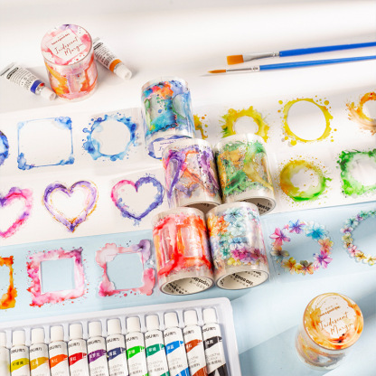 Watercolor framed theme on PET tape 1.97 * 78.74 inches