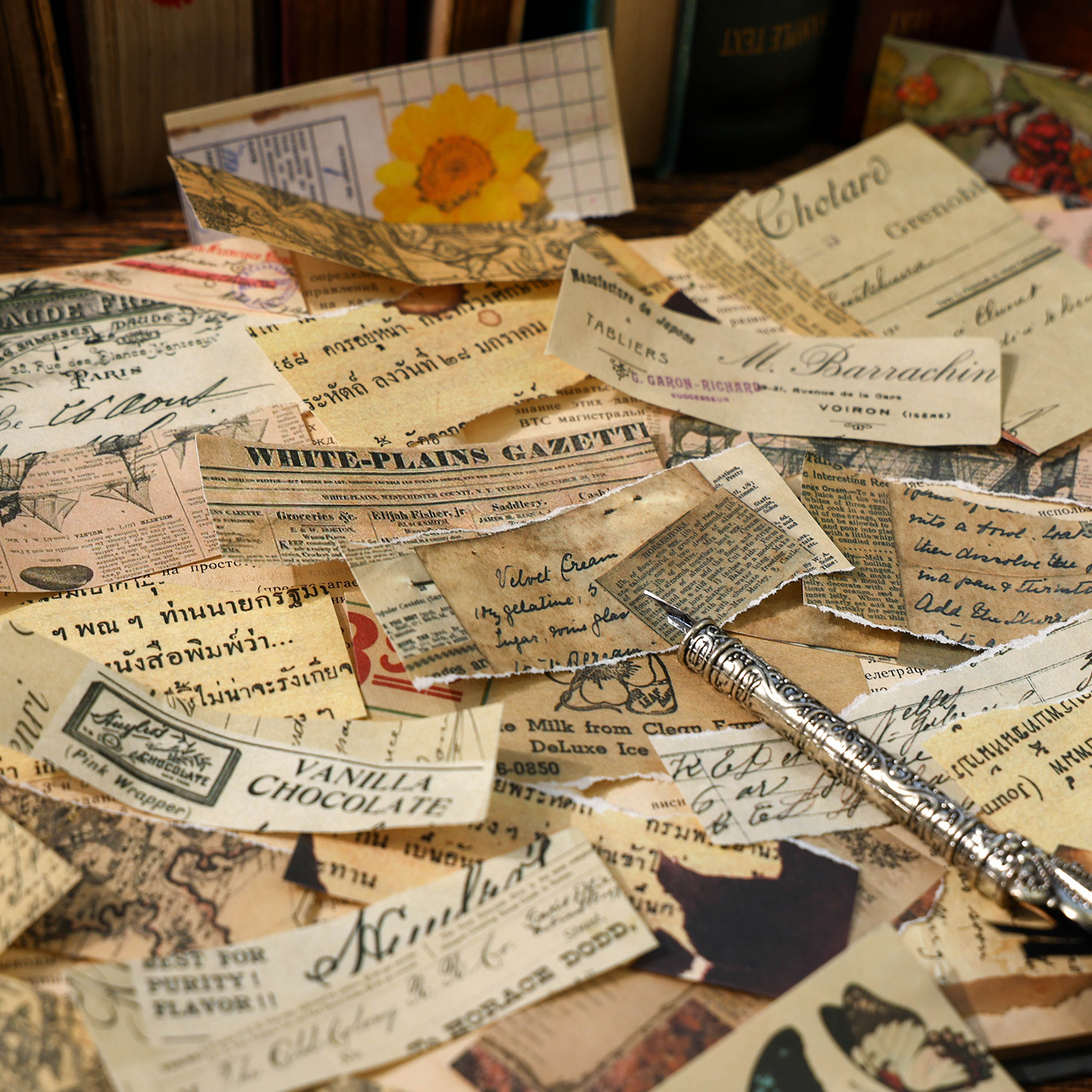 60Pcs Vintage Art Collage Elements Background Material Paper