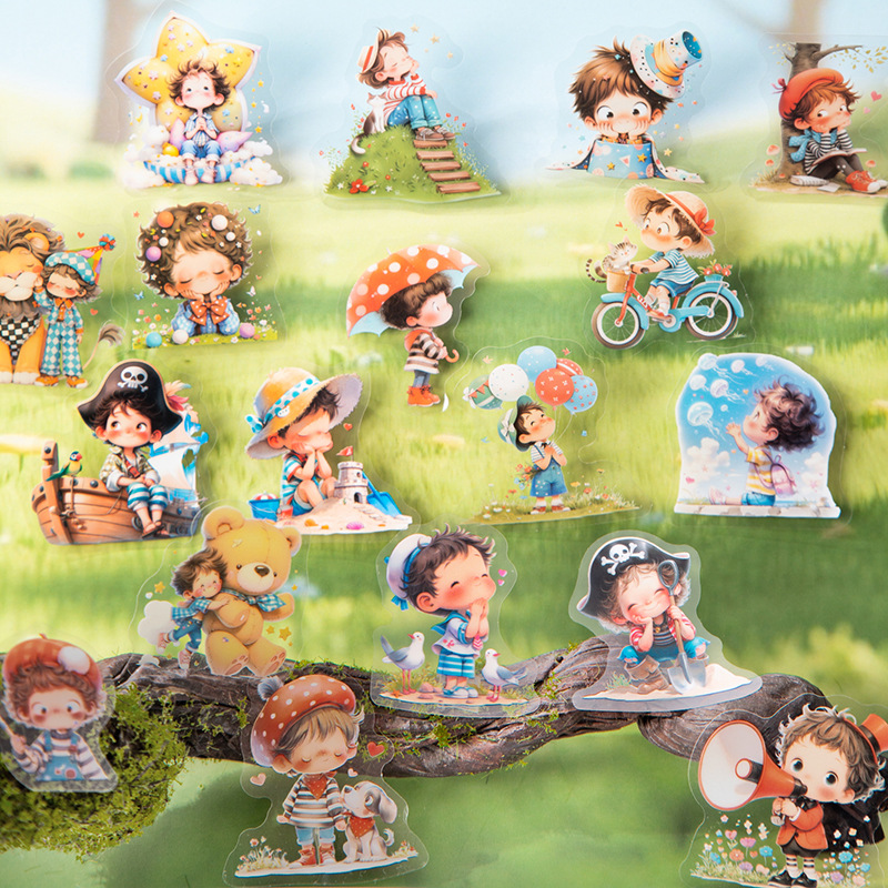 20 Pcs/Pack Summer Kids Themed PET Stickers