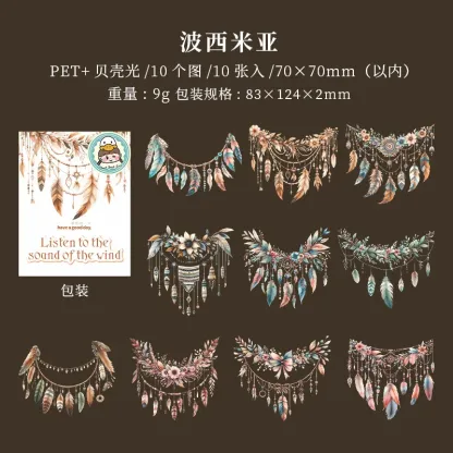 10pcs/1lot Floral crystal themed PET Stickers