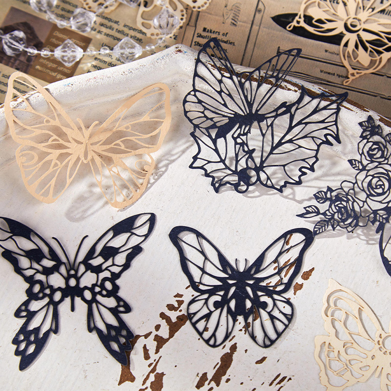 15Pcs/Pack Hollow Flowers Window Butterfly Pre-cut Material Paper