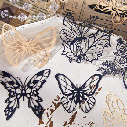 15Pcs/Pack Hollow Flowers Window Butterfly Pre-cut Material Paper