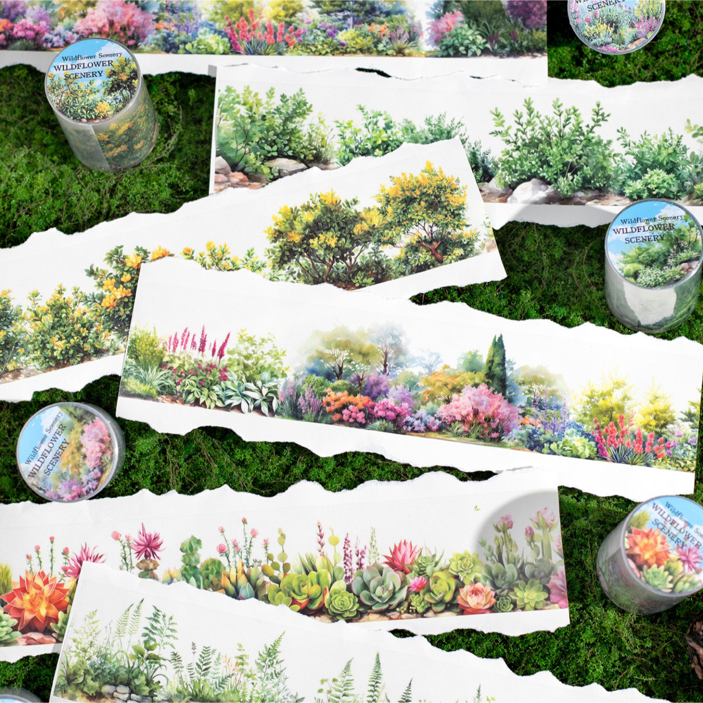 Succulent Plant Flower Theme PET Tape 1.97 Inch * 78.74 Inch