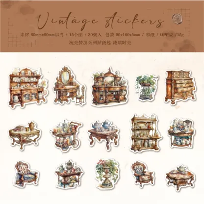 30 pieces/pack Japanese paper retro daily necessities stickers for scrapbooking journaling