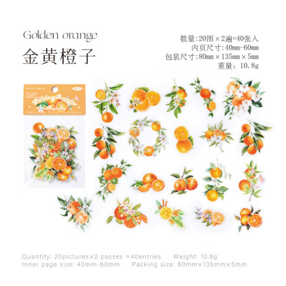 Candy Posts Pet Sticker Pack Flowering and Fruiting Nature Series Fruit Theme Hand Account DIY Decorative Sticker 40 Sheets 6 Models