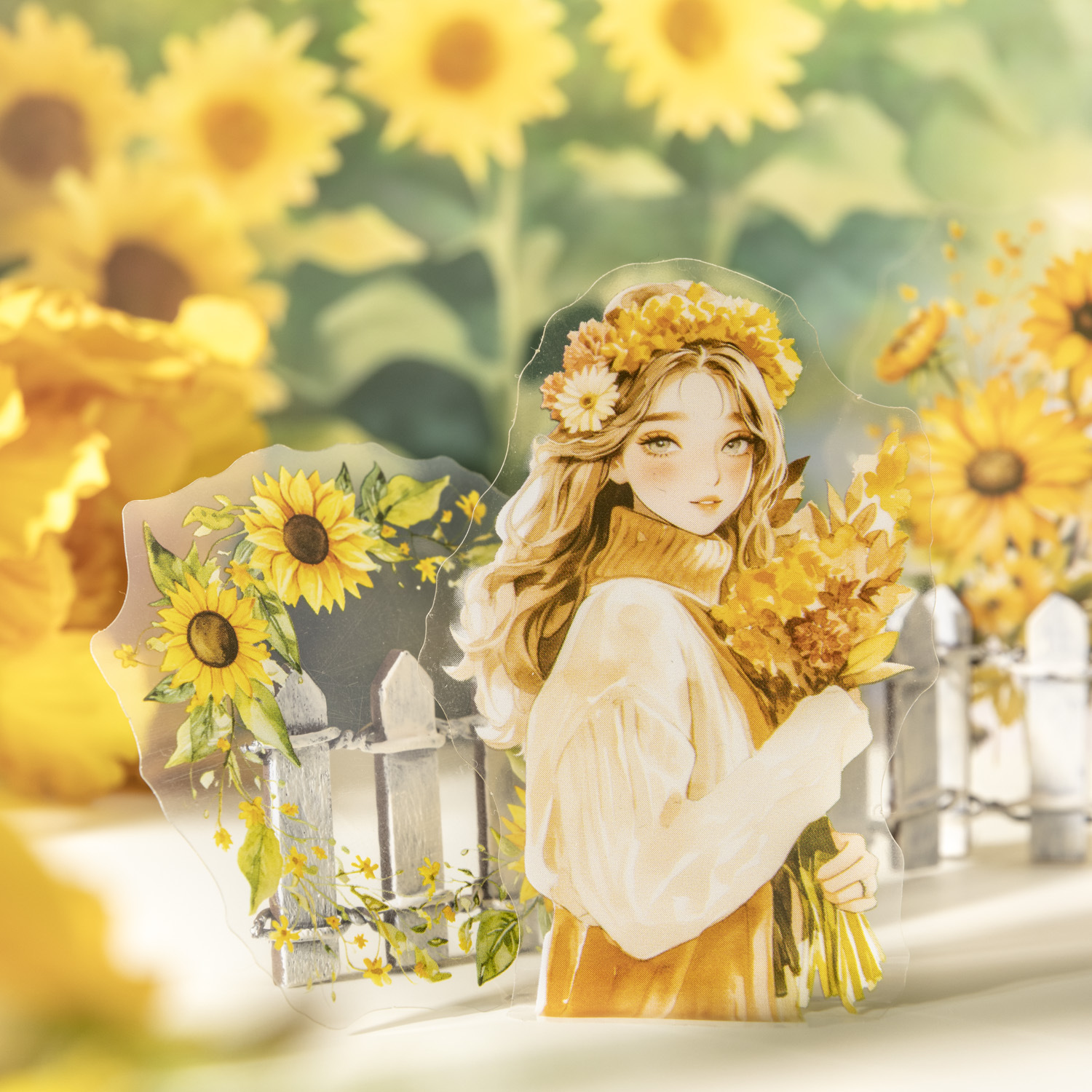 30pcs/Pack Sunflower Girl Pastoral Theme PET Sticker