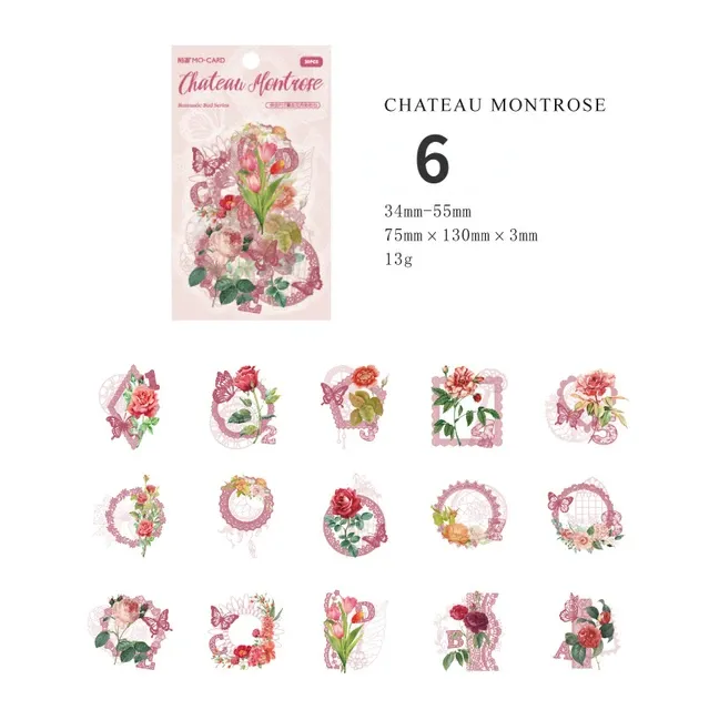 30pcs/pack Vintage Lace Floral White Ink Stickers Bag