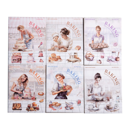 20Pcs/Pack Girls Baking Bread Cake Theme PET Stickers
