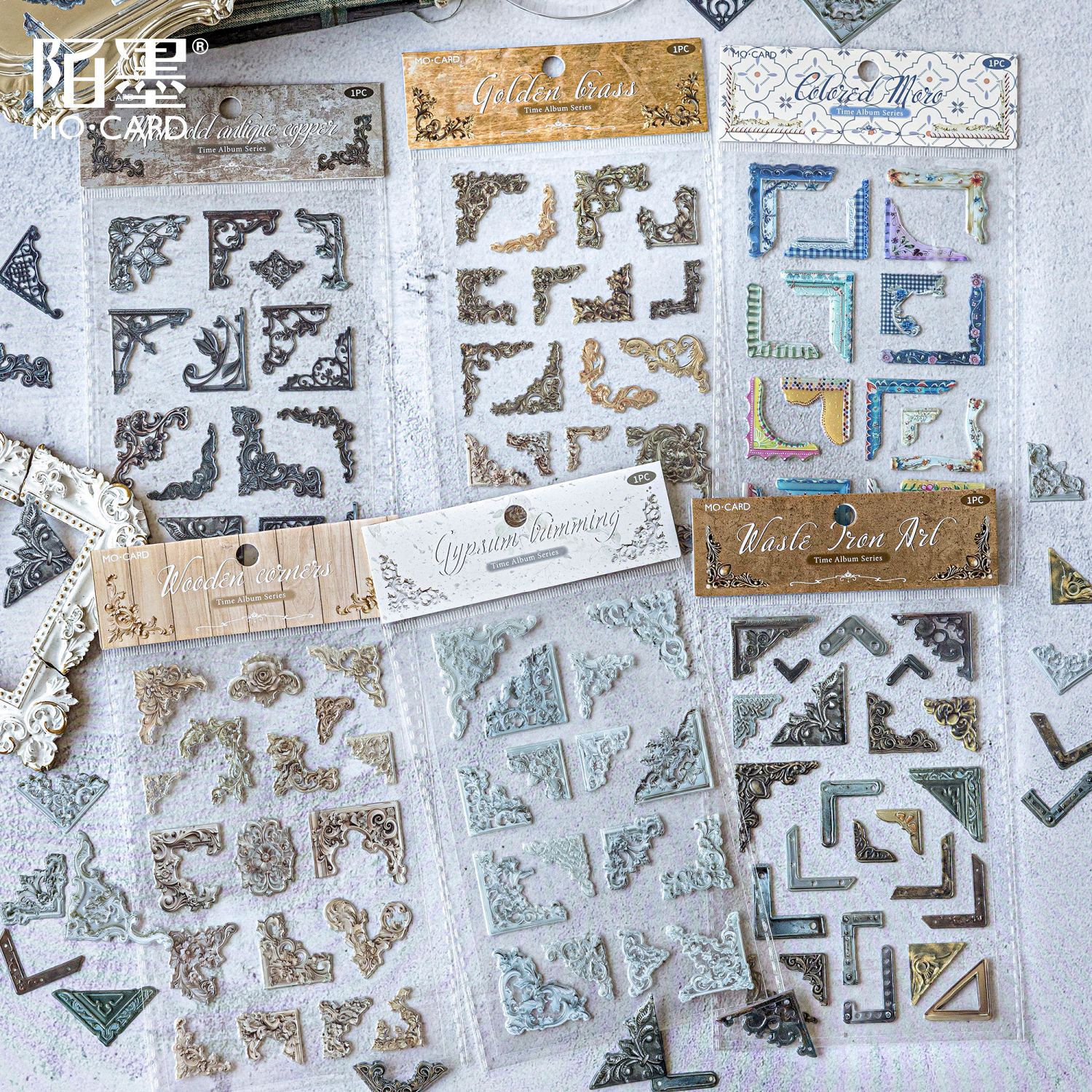 1Pcs/Pack Retro Embossed Frame Epoxy Sticker